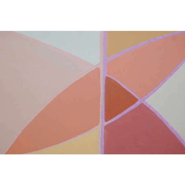 2025, Geometric Minimalist Painting on Canvas, Modernist Flowers, Bauhaus Tiles in Soft Tones by Natalia Roman For Sale - Image 4 of 8