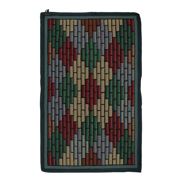 Antique Hooked Rug With Jewel-Tone Geometric Mosaic Design - Rug & Kilim For Sale