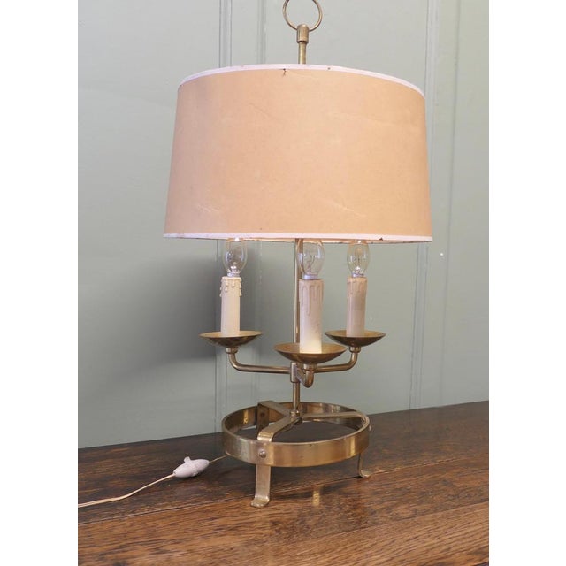 French Brass Triple Bouillotte Table Lamp, 1900s For Sale - Image 4 of 8