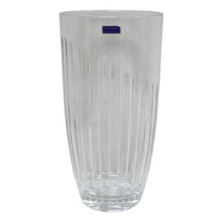Late 20th Century Marquis by Waterford 12" Tall Etched Round Lead Crystal Glass Flower Vase For Sale
