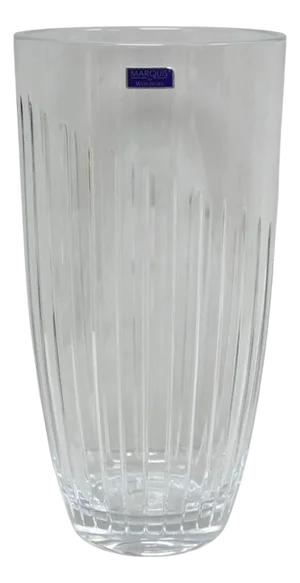 Late 20th Century Marquis by Waterford 12" Tall Etched Round Lead Crystal Glass Flower Vase