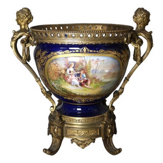 Large Sèvres Bowl Mounted in Bronze, 1800s For Sale