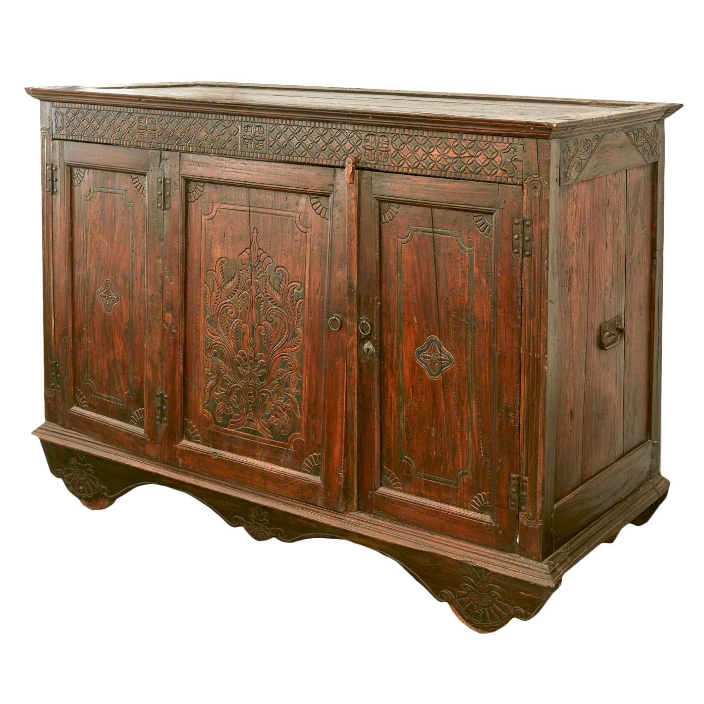 Antique Javanese Painted Hand Carved Cabinet Chairish