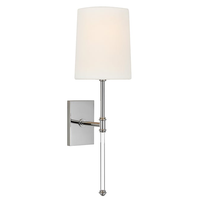 Suzanne Kasler for Visual Comfort Signature Camille 16" Sconce in Polished Nickel with Linen Shade For Sale