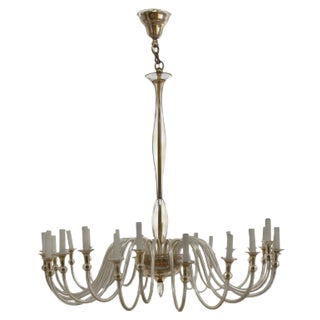 Large Murano Amber-Glass Chandelier, 1950s For Sale