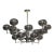 Donghia Renaldo 18-Arm Chandelier Grey Glass Globes Polished Chrome Finish For Sale
