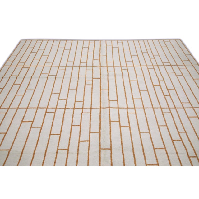 Modern Handmade Turkish Oushak Rug 8'1" X 9'11" For Sale - Image 4 of 7