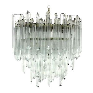 Camer Mid-Century Modern Murano Chandelier Glass Prisms Light Fixture