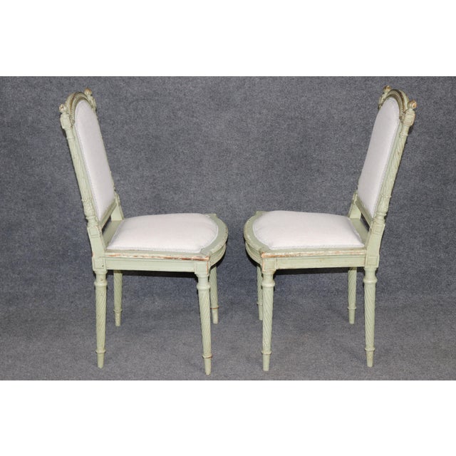 Textile Set 18 Maison Jansen Signed Early 20th C Louis XVI Style Dining Chairs For Sale - Image 7 of 17