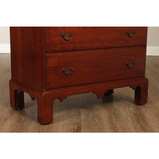 Brown Antique American Chippendale Period Cherry Tall Chest Of Drawers For Sale - Image 8 of 18