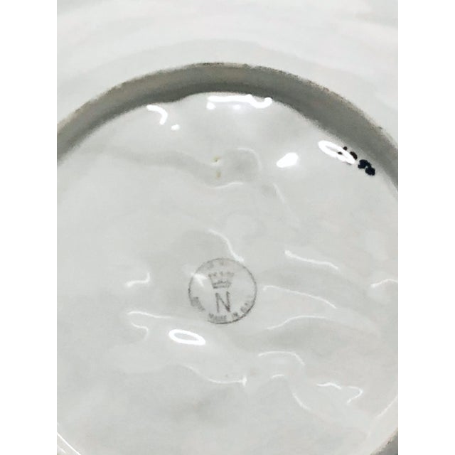 Art Nouveau Vintage 1940s Italian Porcelain Basket Weave Grape Leaves Serving Dish For Sale - Image 3 of 7