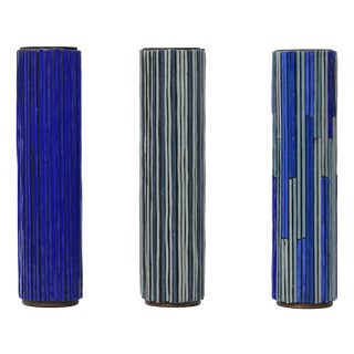 Mid-Century Modern Red Mosaic Pottery Vase from Ritter, 1960s, Set of 3 For Sale