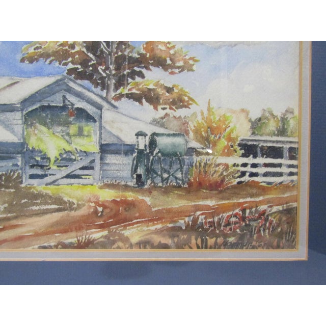 Vintage Watercolor Painting Old Country House/Barn by Norman (1963) For Sale - Image 4 of 9