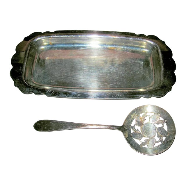 1950s Wm Rogers Silverplate Serving Set- 2 Pieces For Sale