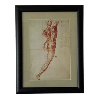 1980s Michelangelo "Study for the Battle of Cascina" Framed Print 16" X 22” For Sale