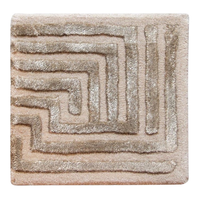 Contemporary Sample Knossos Maze Rug Sample, Wheat Tan, 12x12 For Sale - Image 3 of 4