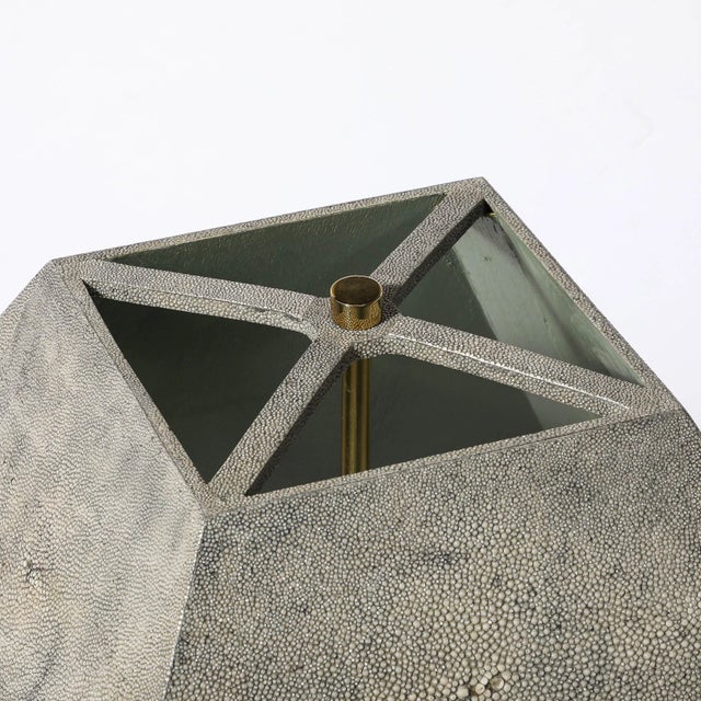 Mid-Century Modernist Tessellated Shagreen Geometric Table Lamp by Karl Springer For Sale - Image 9 of 12