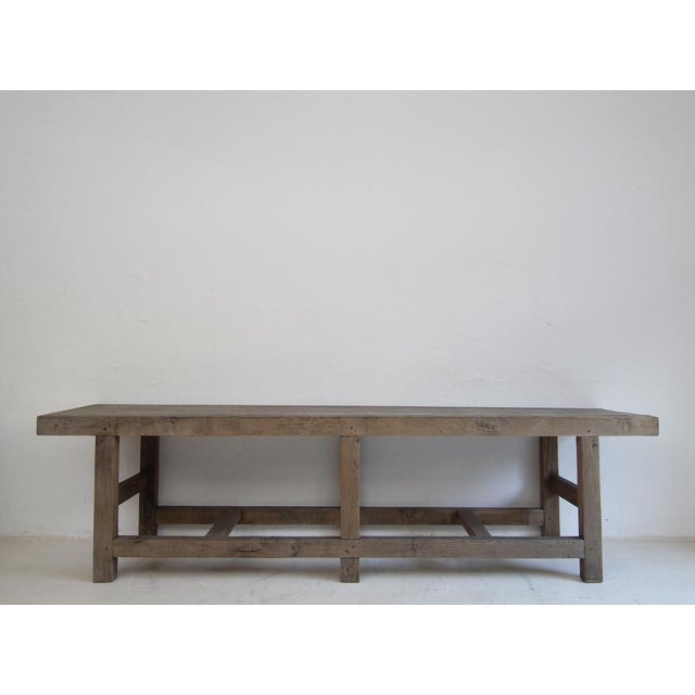 Industrial Large Console Table in Oak For Sale - Image 3 of 18