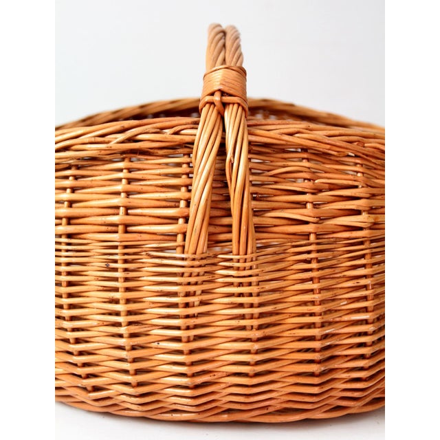 Vintage Large Willow Gathering Basket With Handle For Sale - Image 12 of 14