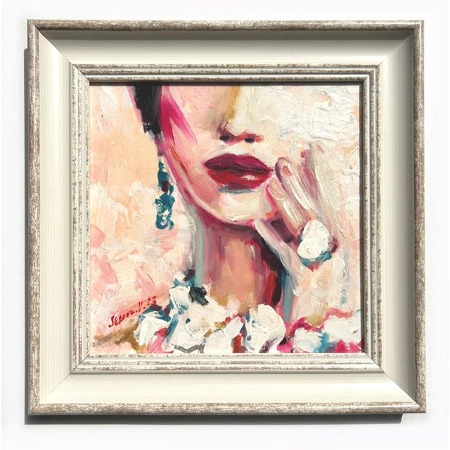 Plastic Framed Portrait Woman Original Feminine Painting by Valeriya Serova For Sale - Image 7 of 9