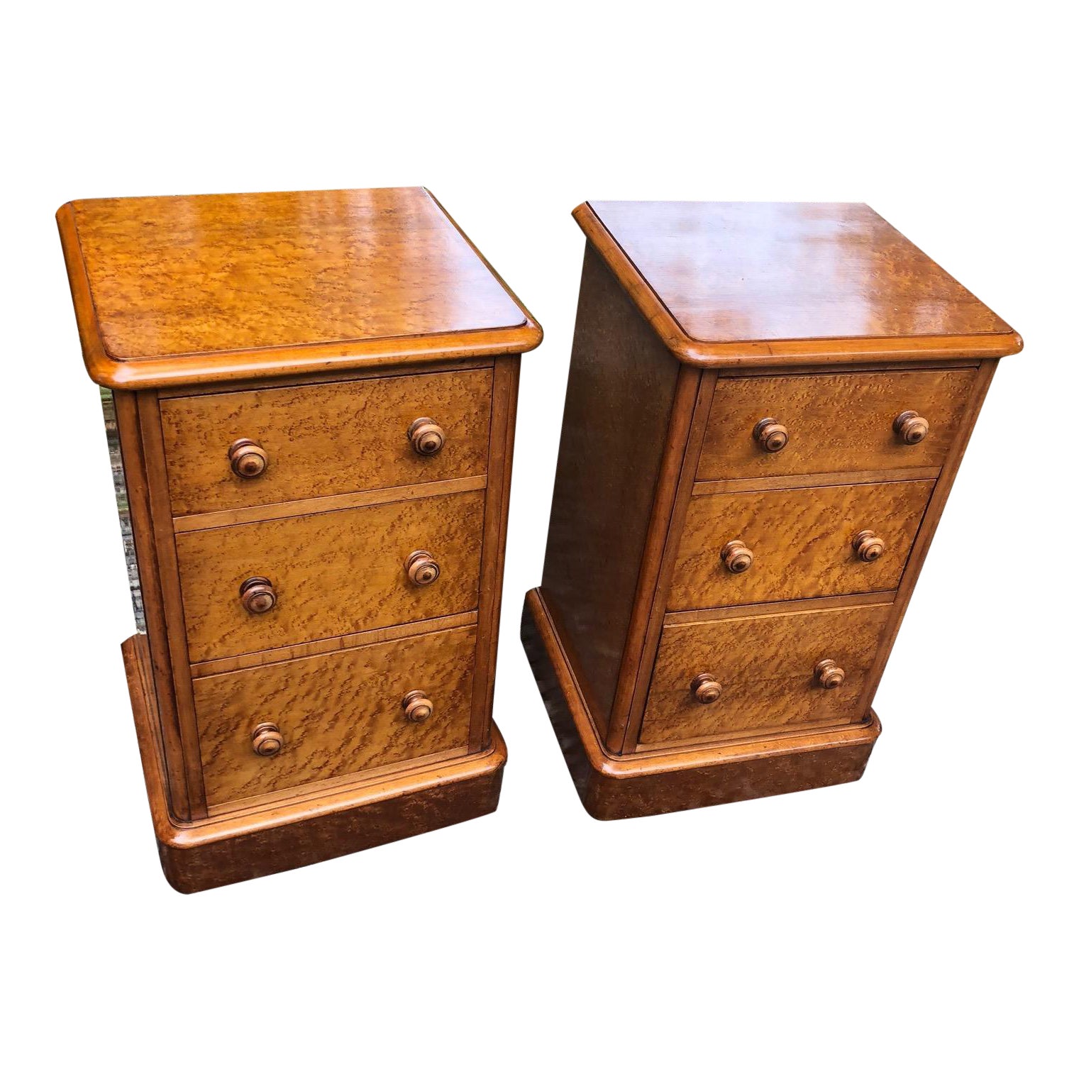 19th Century English Birds Eye Maple Nightstands A Pair Chairish