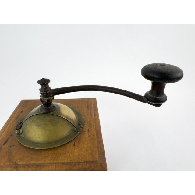 Antique French Peugeot Frères Wooden Coffee Grinder With Brass Hopper – Early 20th Century For Sale - Image 10 of 12