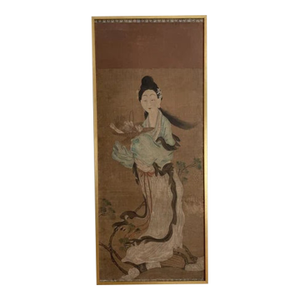 18th Century Asian Antique Chinese Goddess Painted on Silk and Framed