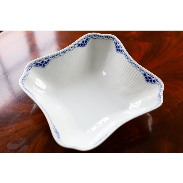 Royal Copenhagan Vintage Royal Copenhagen Princess Blue Hand-Painted Porcelain Square Serving Bowl - #111/708 For Sale - Image 4 of 9
