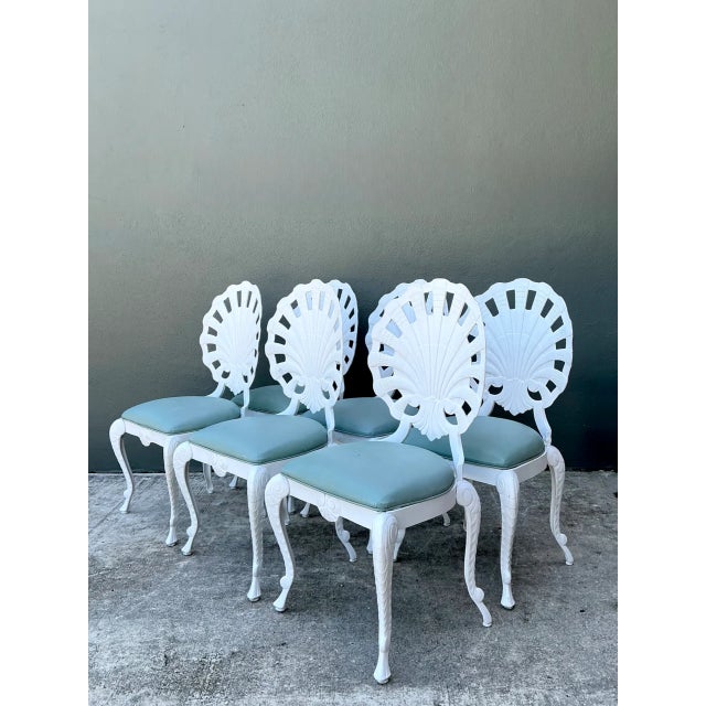 Vintage Cast Aluminum Shell Back Grotto Chairs - Set of 6 For Sale In West Palm - Image 6 of 11