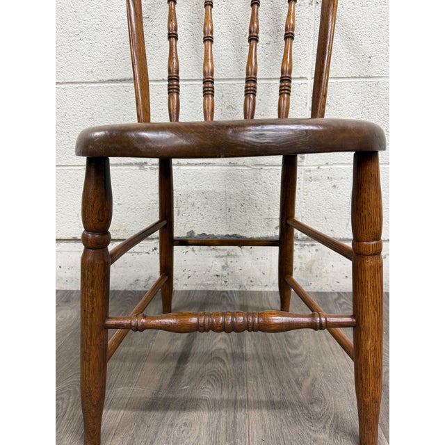 Antique Rustic Farmhouse Windsor Hoop Back Bow Back Spindle Dining Chairs - Pair For Sale - Image 9 of 10