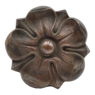 Vintage 2.5 In. Cast Brass Floral Drawer Pull For Sale