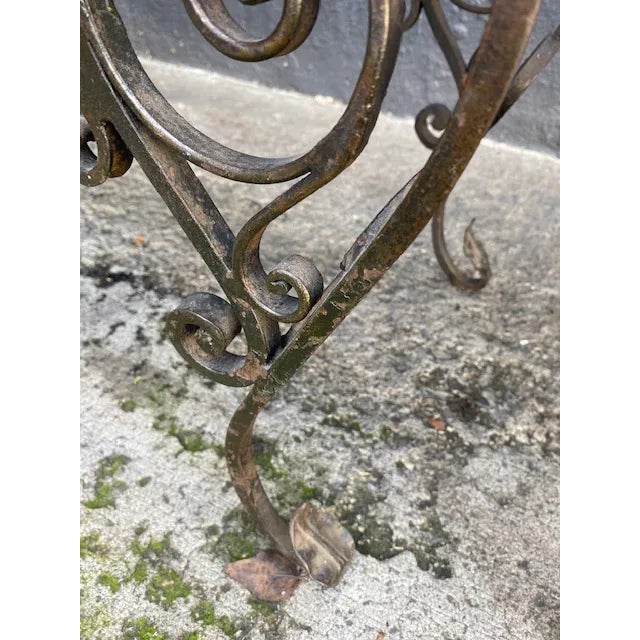 Beige Pair Of 1900's French Iron Benches With Trelice Rosette Motif For Sale - Image 8 of 13