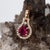 Dainty Rubellite Tourmaline & Natural Diamond Halo Pendant: Solid 14k Gold, 6mm For Sale In Columbus - Image 6 of 8