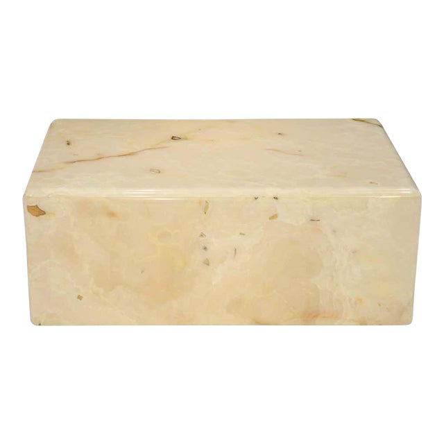 Rare Custom Steve Chase Onyx Coffee Table Vintage Modern 1980's Genuine Onyx 48" X 30" X 18" For Sale