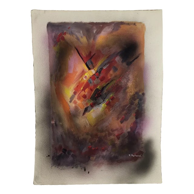 Fernand Rolland, Abstract Composition, 1980s, Mixed Media on Paper For Sale