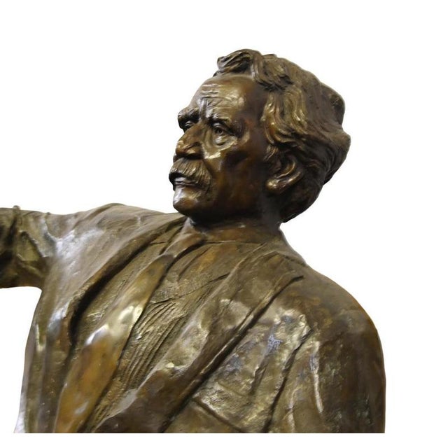 Gold Bronze Albert Einstein Statue on Garden Bench For Sale - Image 8 of 10