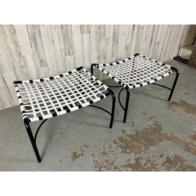 Mid-Century Modern 1950s Attributed to Tadao Inouye for Brown Jordan " Kantan "Style Ottomans - Set of 2 For Sale - Image 3 of 12