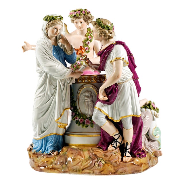Large Mythological Wedding Group by J. C. Schoenheit for Meissen, 1850s For Sale