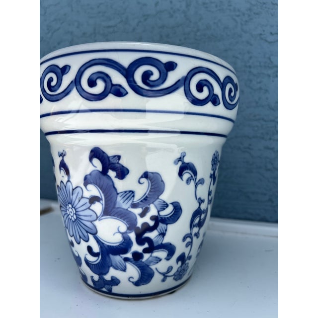 Chinoiserie Vintage Blue and White Jardinere Planter For Sale - Image 3 of 5