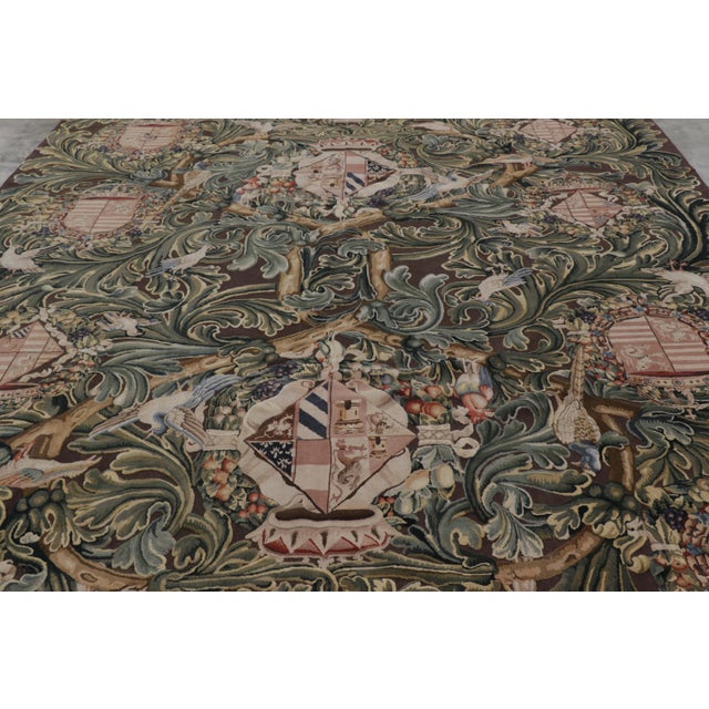 Traditional Rug & Kilim’s Armorial Tudor Style Rug in Black, With Beige, Blue and Gold Tones For Sale - Image 3 of 8
