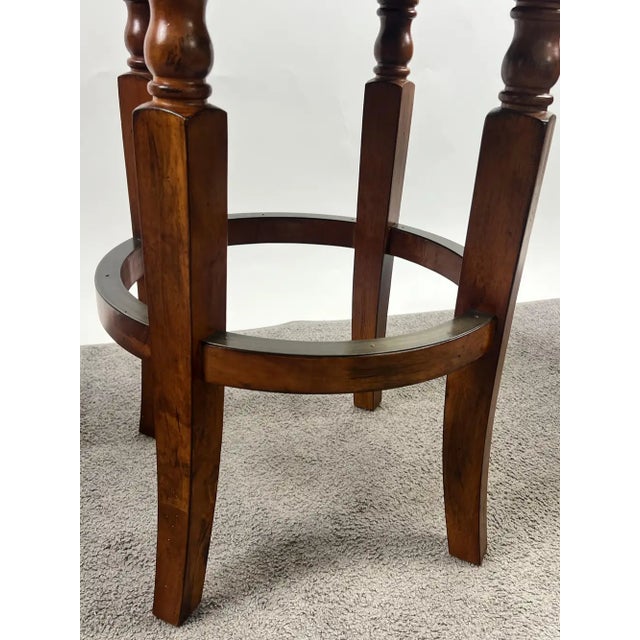 Vintage Traditional Style Frontgate Studded Leather Swivel Stool, a Set of 3 For Sale - Image 11 of 16