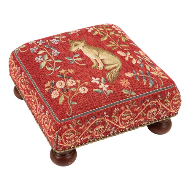 Medieval Fox Tapestry Footstool For Sale