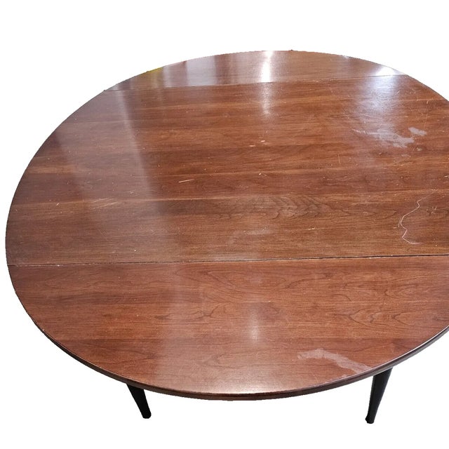 Primitive Cherry Top Drop Leaf Dining Table Over Four Black Painted Legs For Sale - Image 4 of 8