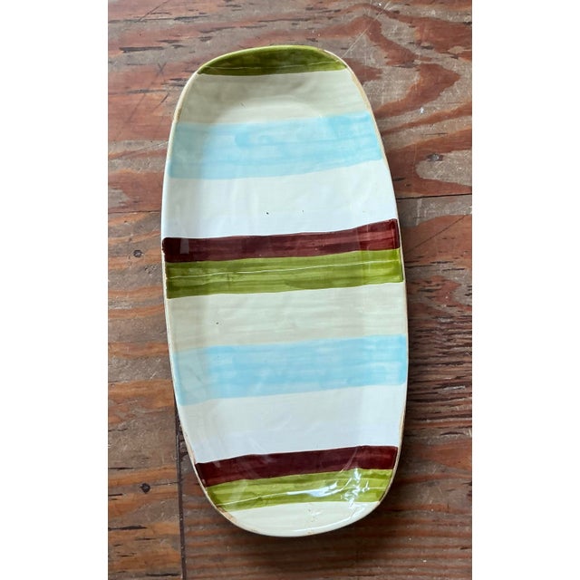 VIETRI Vintage Boho Italian Vietri Glazed Ceramic Serving Tray For Sale - Image 4 of 8