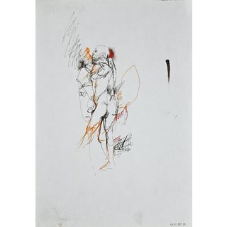 Leo Guida, Standing Male Nude, 1970s, Ink For Sale