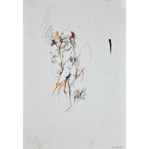 Leo Guida, Standing Male Nude, 1970s, Ink For Sale