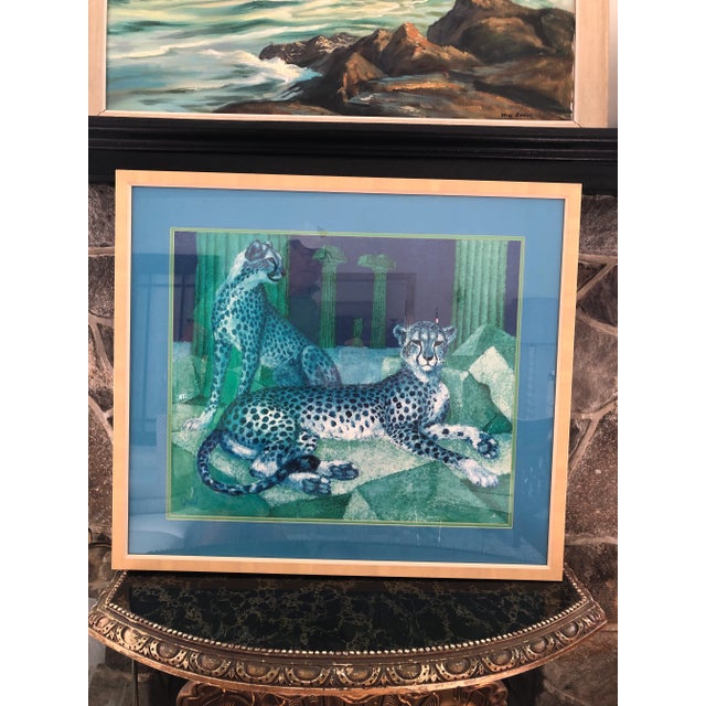 Traditional 1969 Cheetah Print Girard Dac Ny, Framed For Sale - Image 3 of 4