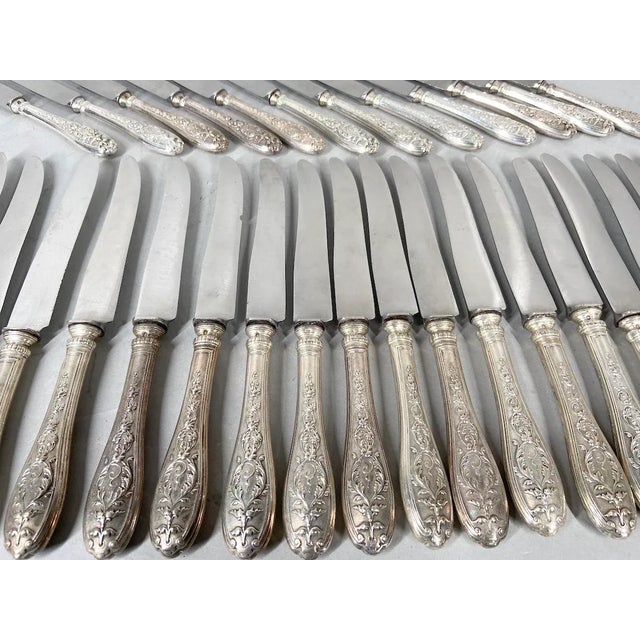 Mid 19th Century French Silver Knife Set - Complete 34-Piece Collection For Sale - Image 10 of 12