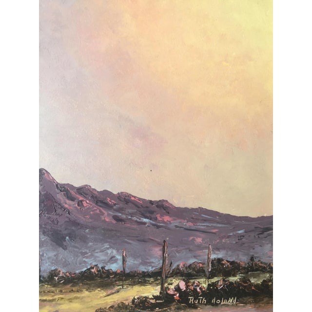 Mauve Vintage Mid Century "Desert Landscape" Ruth Noland Framed Original Oil Painting For Sale - Image 8 of 13
