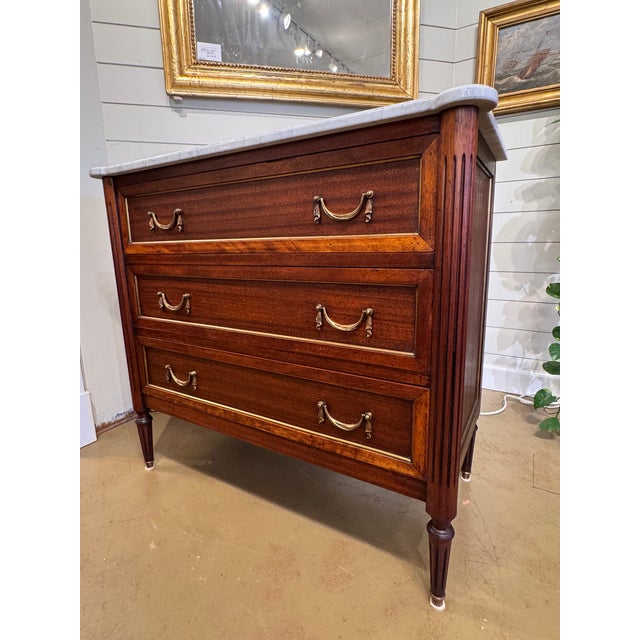 French 19th Century French Louis XVI Chest With Marble For Sale - Image 3 of 15